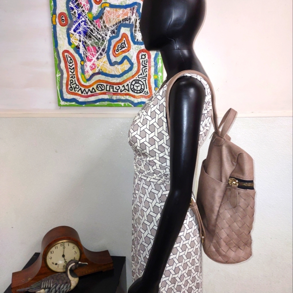 BRAIDED VEGAN LEATHER BACKPACK
